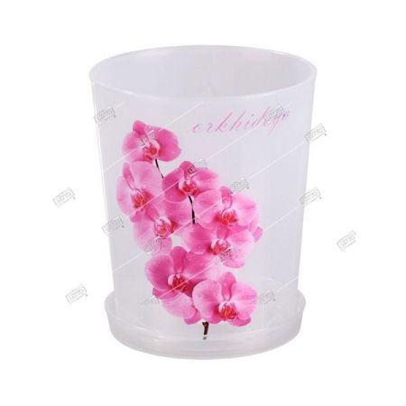 Горшок пластиковый с поддоном для орхидеи прозрачный 12,5*12,5*14,9 см 1,2л Альтернатива