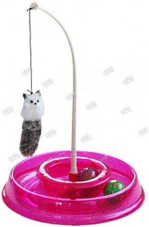 игрушки для кошек лабиринт круглый с двумя мячиками и дразнилкой 28х5х28 см 1х32 шт