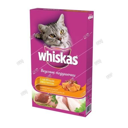 whiskas корм для кошек подушечки с паштетом курица,индейка 350г