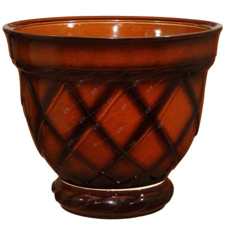 Горшок керамический Ромб №3 коричневый h-21 см d-20 см 4л1 сорт Тамбовская керамика