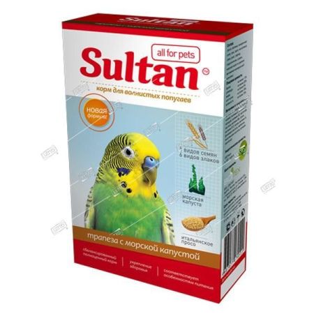 султан трапеза корм для волнистых попугаев с орехами и морской капустой 500г 