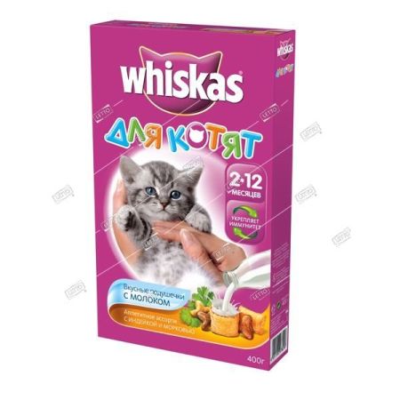 whiskas корм для котят подуш с молоком индейка,морковь 350г