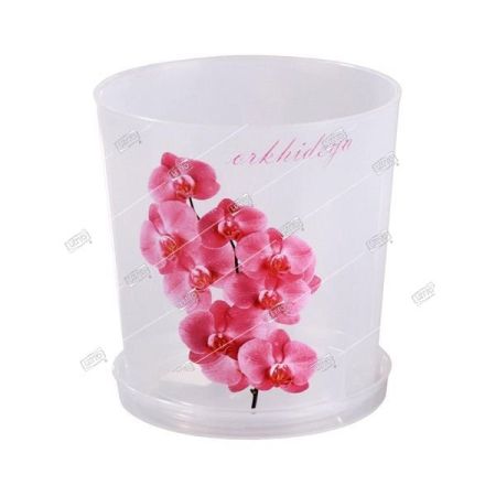 Горшок пластиковый с поддоном для орхидеи прозрачный 13,5*13,5*15 см 1,8л Альтернатива