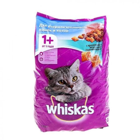 whiskas корм для кошек стерилизованных подушечки говядина 1,9кг