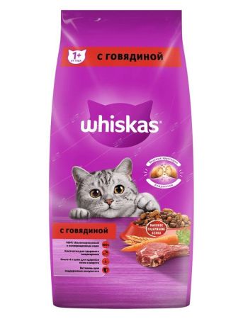 whiskas корм для кошек подушечки с паштетом говядина 5кг 