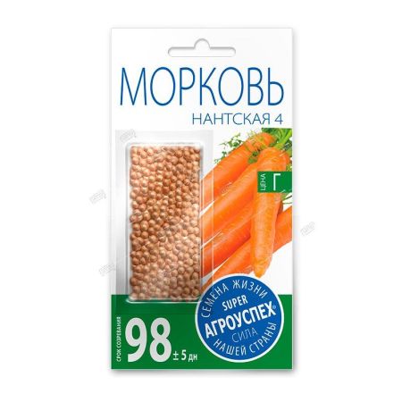 Морковь Нантская 4, семена Агроуспех драже 350шт (80)