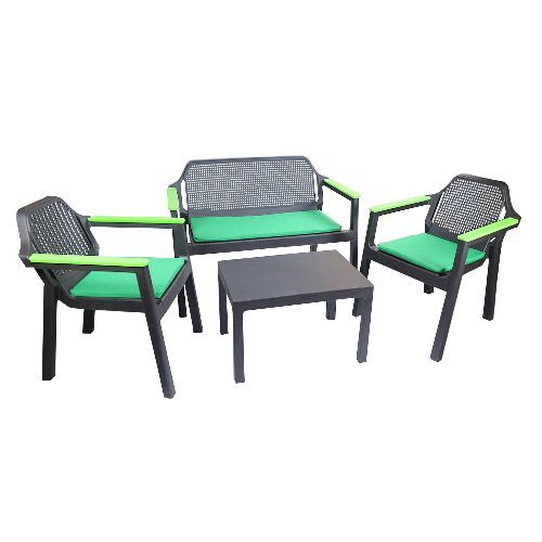 Набор садовой мебели EASY COMFORT color (2 кресла, диван, стол), венге/зеленый, Р6039ВЗ