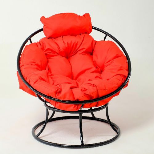 Кресло садовое Папасан мини, с красной подушкой, 81*68*77см, 7000450