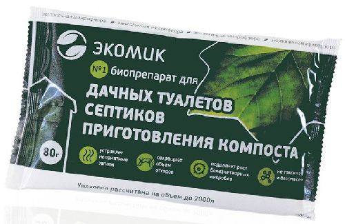 Биоактиватор для дачных туалетов, септиков и компоста Экомик сухой 80г (60) 