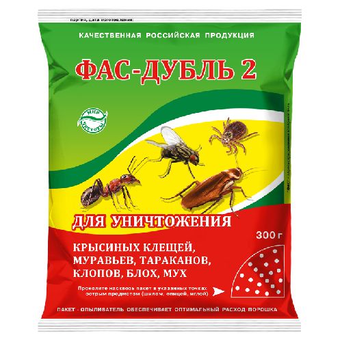Средство от тараканов, клопов, блох и других насекомых ФАС-ДУБЛЬ 2 300г (25) 