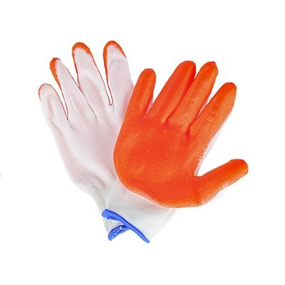 Перчатки нейлоновые обливные с нитриловым покрытием, оранжевые, Praktische Home G-101 (П1355)