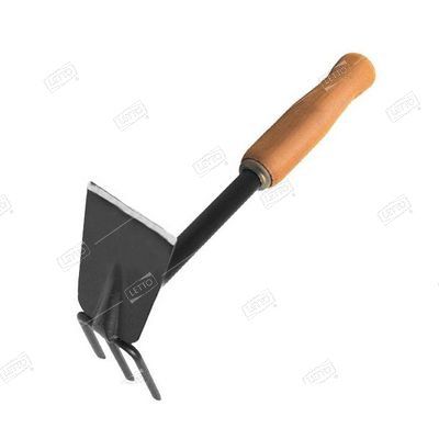 Мотыжка Комби 3-х зубые грабли с лопаткой с мет черенком и пласт ручкой `Урожайная сотка` (О0980)