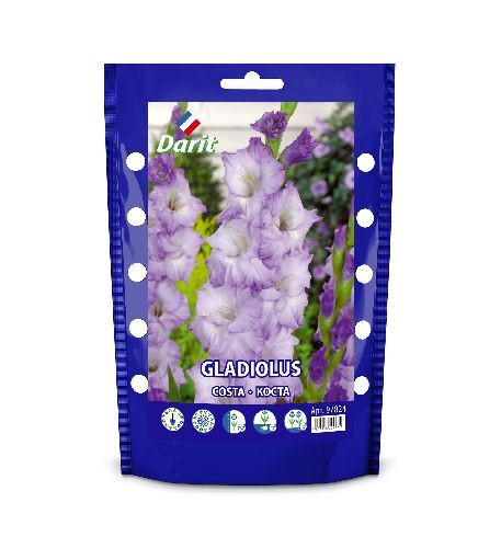 Дой-пак  Гладиолус Коста Gladiolus Costa 12/14 (крупноцветк., гофр., сиреневый) 5шт