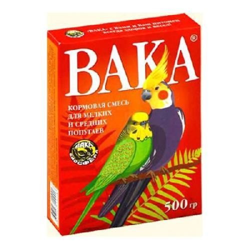 Корм для мелких и средних попугаев 500г пакет ВАКА (14) 6087/75059 
