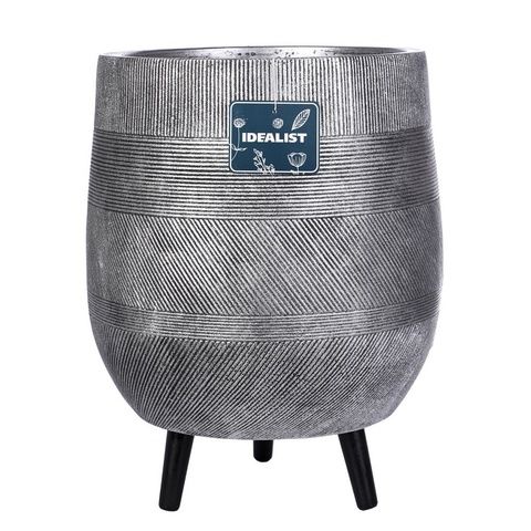 Кашпо файберстоун Страйп с подставкой, серебристый D44 H56см IDEALIST LITE WSTRIPR-44-SLV