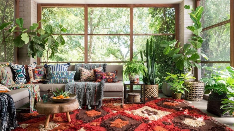 Растения в бохо интерьере