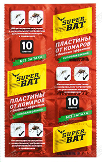 Супер Бат Пластины от комаров красные двойной эффект 10шт (240) 02-001