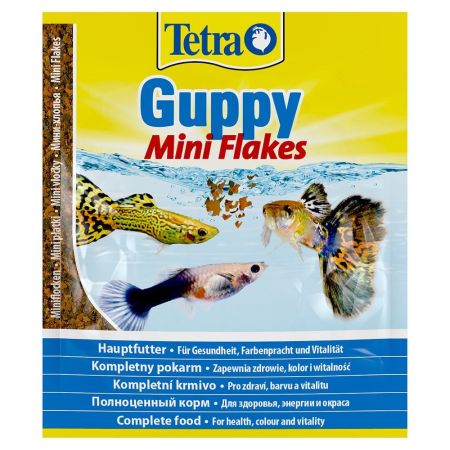 основной корм tetraguppy flakes для всех видов гуппи, мини-хлопья, пакет 12гр