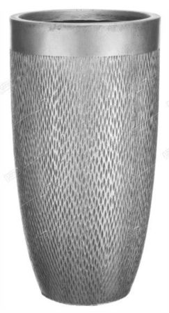 Кашпо файберстоун Лотус высокое круглое, серебро D30 H58см IDEALIST LITE