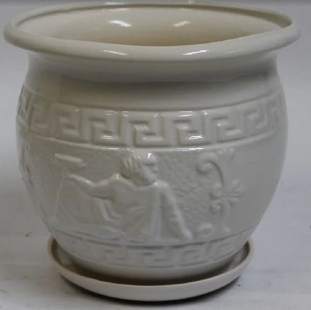 Горшок керамический Олимпия №3 белый 1,8л h-14,5см d-16см 1сорт Тамбовская керамика
