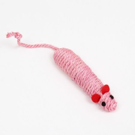игрушка сизалевая "длинная мышь" 14,5см розовая, пижон