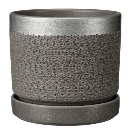 Горшок керамический Брюссель №3, цилиндр, серый серебро, d18см 2,6л