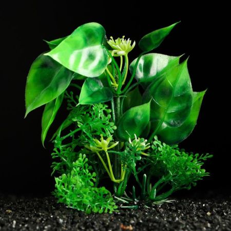 растение искусственное аквариумное зелёное 10см №3 1 шт, пижон аква