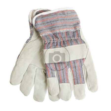 Перчатки спилковые утепленные `Трал` комбинированные, серые с принтом, Praktische Home G-130 (П7337)