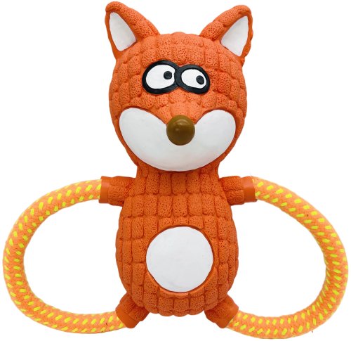 игрушка для собак из латекса лисенок с канатами, 19см