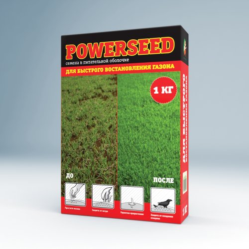 Травосмесь для быстрого ремонта газона POWERSEED 1кг Зеленый ковер (18)