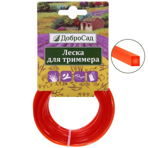 Леска для триммера 2,0мм*15м квадрат ДоброСад (702-378)