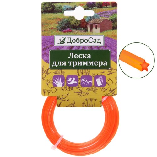 Леска для триммера 1,3мм*10м звезда ДоброСад (702-519)