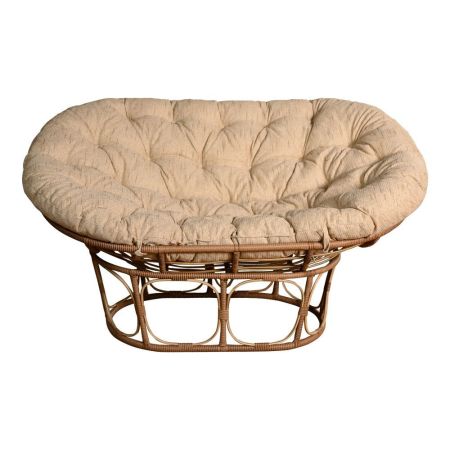 Диван садовый Мамасан, искусственный ротанг бамбук, подушка бежевая, 16,5*89*95см