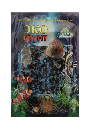 мраморная крошка для аквариума 2-5мм черно-голубая (блестящая) 1кг, медоса 500038