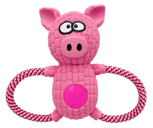 игрушка для собак из латекса свинка с канатами, 18,5см
