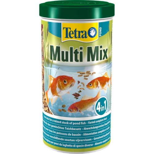 корм для прудовых рыб tetra pond multi mix, хлопья+палочки+таблетки гаммаруса, 1л