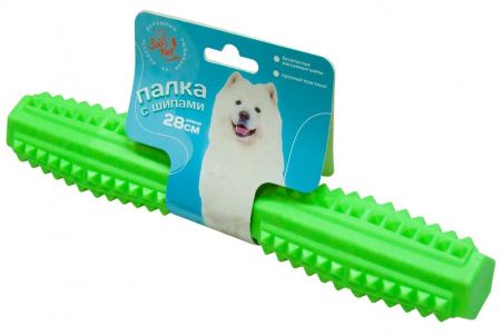 игрушка для собак плавающая палка литая с шипами 28см пластика цвет в ассортименте зооник