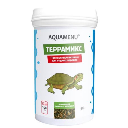 корм основной для водных черепах террамикс с гаммарусом в гранулах 100мл аква меню