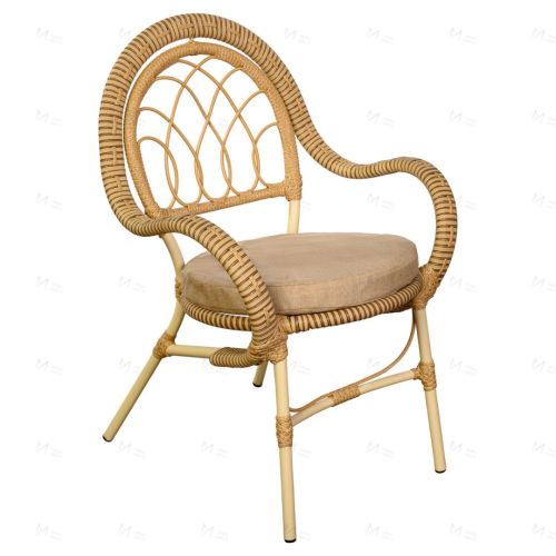 Стул Java из искусственного ротанга с подушкой (орех, подушка бежевая), 70*64*99см, до 130кг