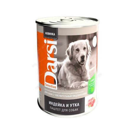 дарси корм для собак с чувствительным пищеварением  индейка и утка, паштет 410г