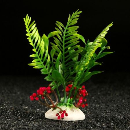 растение искусственное аквариумное 18*9*14см, красное, пижон аква