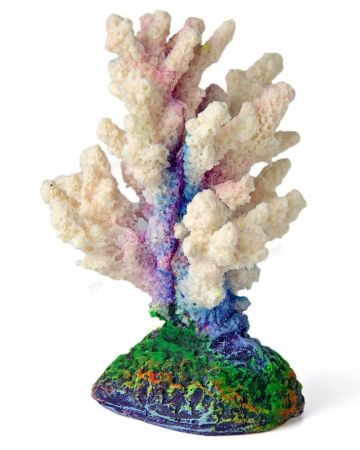 декор для аквариума коралл ветка белый, акрил 7*7*11см