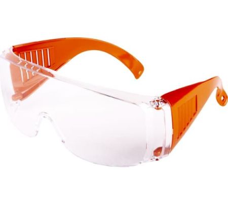 Защитные очки прозрачные с оранжевыми дужками AMIGO 74308