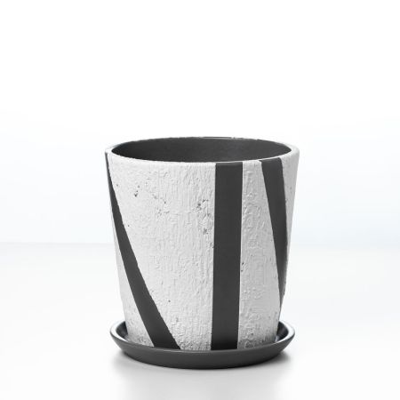 Горшок керамический Стрит №4 с поддоном, конус, серо-белый, d18 h18,5см 2,6л