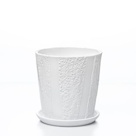 Горшок керамический Стрит №4 с поддоном, конус, белый, d18 h18,5см 2,6л