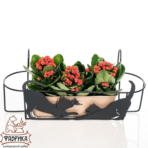 Комплект кронштейнов для балконных ящиков 2 шт, черный, 14*8*21см
