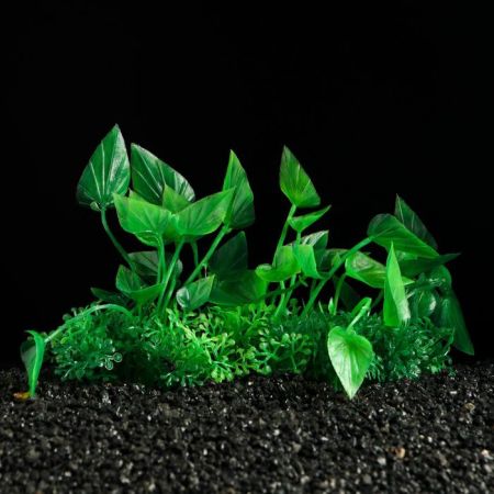 растение искусственное аквариумное зелёное 10см №4 1 шт, пижон аква
