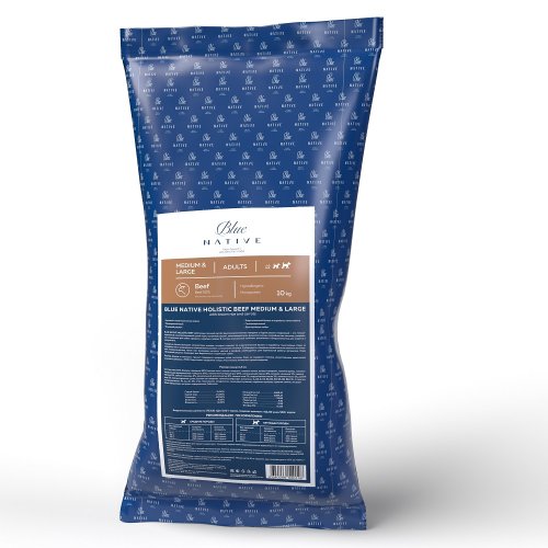корм для для собак средних и крупных пород говядина 10кг blue native 