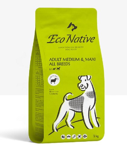 корм для для собак средних и крупных пород ягненок с бурым рисом 2кг eco native (4) 