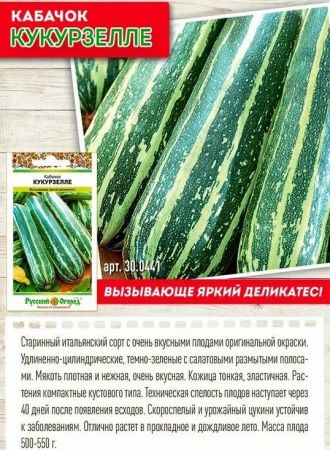Кабачок цуккини Кукурзелле, семена Русский огород 1,5г